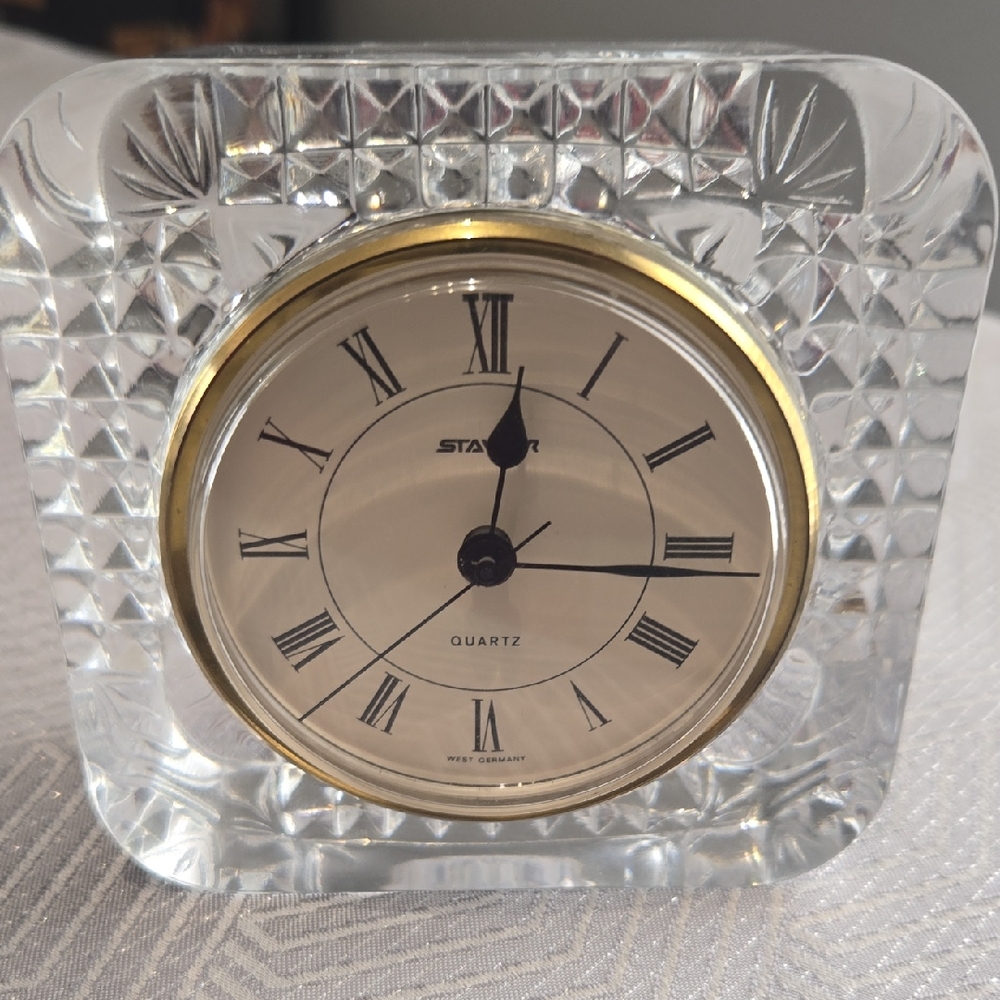 STATE Crystal Clock with Gold Trim